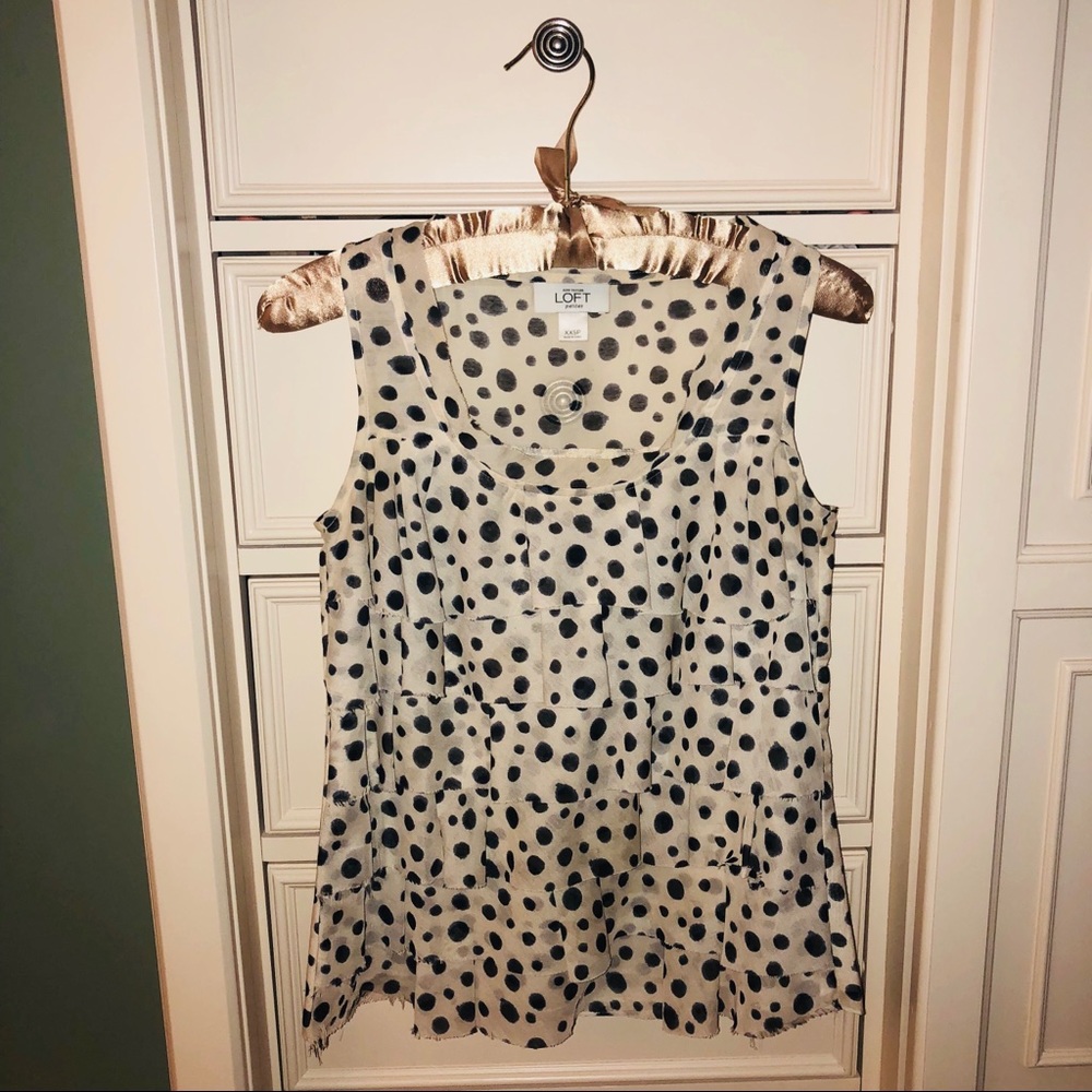 LOFT Polka Dot Ruffle Sleeveless Blouse